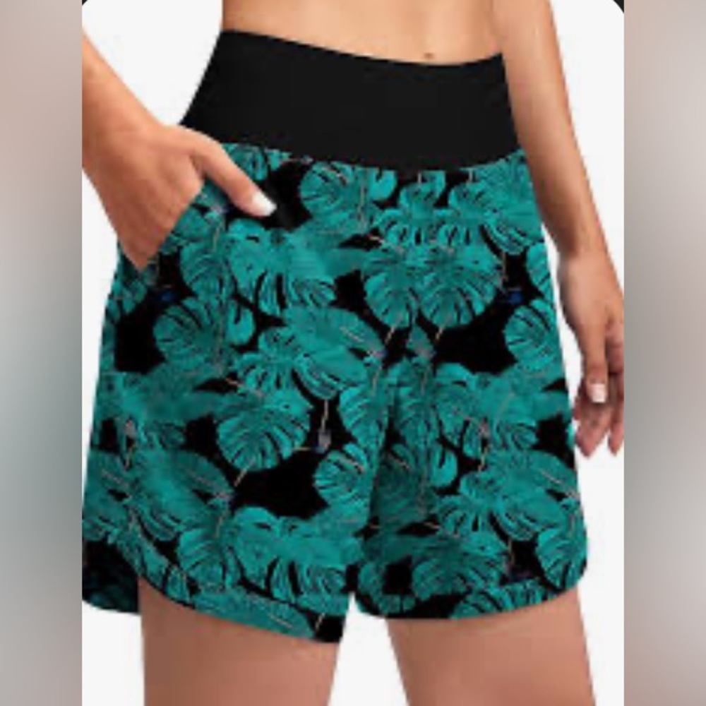 Women’s Gradual Tropical Leaf Print Board Shorts XL